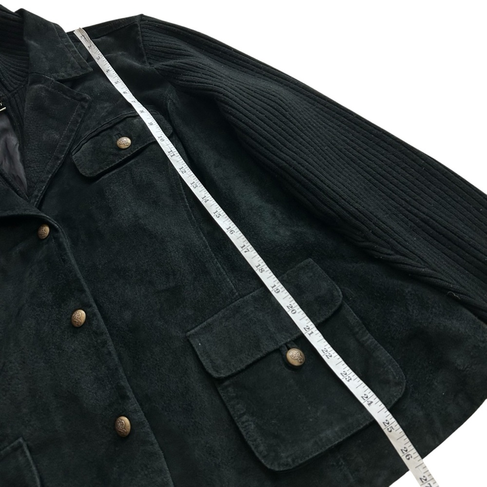Live a Little Women’s Y2K Black Suede Leather Knit Sleeves Jacket Size 2X - Picture 7 of 8